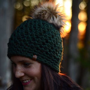 Crochet Chunky Hat, Toddler Winter hat, Fur Pompom Hat, Pompom hat, Child Pompom Hat, Kids Pompom Hat, Womens Hat (001)