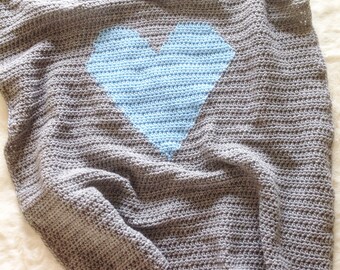 Baby Blanket, Heart Blanket, Baby Heart Blanket, Love Blanket, Crochet Blanket, Crochet Heart Blanket