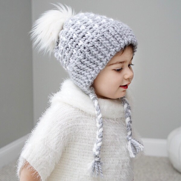 Fairisle hat, Crochet chunky hat, crochet baby hat, Pompom hat, Crochet toddler hat, Crochet children's hat, Crochet women's hat, Split brim