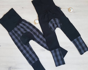 Charcoal Buffalo Plaid Grow With Me Pants, Newborn to 3T