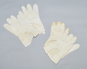 Vintage Children's Gloves - 2 Pair, White Kid Leather, 1930s