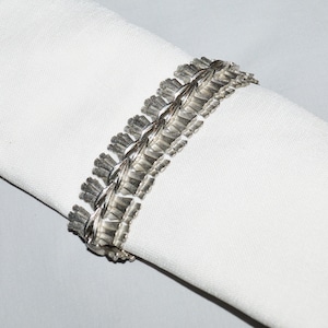 Vintage Bracelet - 1950s or 60s, Brushed Silver-Tone Metal in Smooth and Textured Links