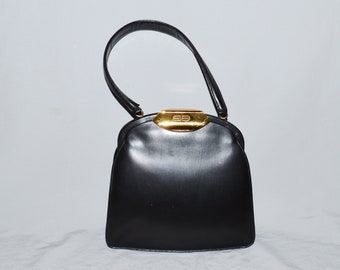 Vintage Handbag - Koret, Dark Gray Calfskin Leather with Black Acetate Lining, Vintage Koret Purse