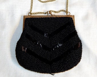 Gorgeous Vintage Black Beaded Frame Purse - Magid, Hong Kong