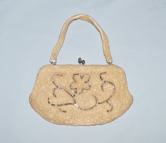 Vintage Cream Beaded Purse