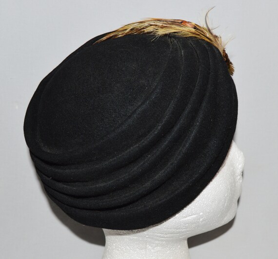 Vintage Hat - Bernice Charles, 1940s, Black Wool … - image 3