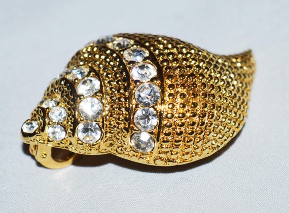 Vintage Brooch - Kenneth Jay Lane Shell Brooch, G… - image 5