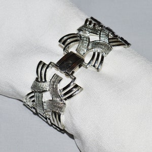 Vintage Bracelet - Coro, 1950s or 60s, Silver-Tone Metal in Smooth and Textured Links
