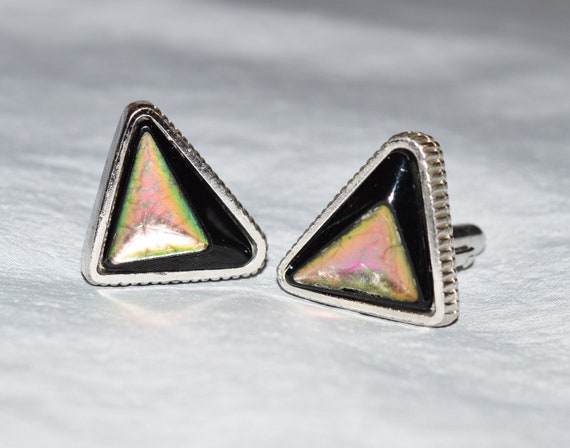 Vintage Cuff Links - Anson, Silver Triangles with 