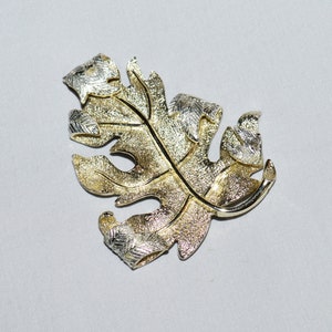 Vintage Brooch - Sarah Coventry, 1960s, Maple Leaf Brooch, Gold and Silver Tones with Curled Edges