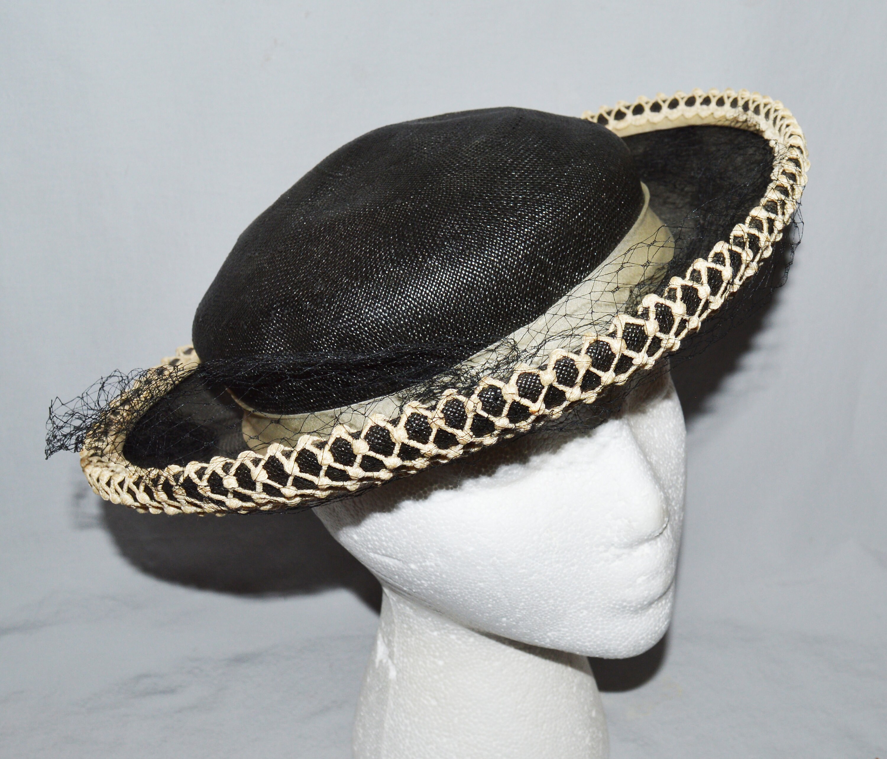 Vintage Hat - 1950s or 1960s, Cathay of California, Black  display picture 2