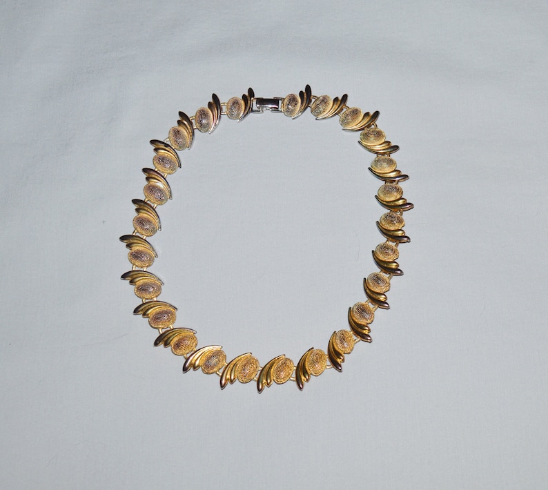 Midcentury Atomic Style Jewelry Vintage Necklace Gold Tone Metal