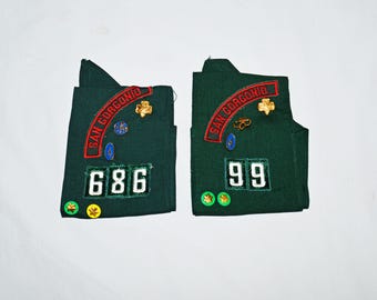 Vintage Girl Scout Sashes - 1960s or 1970s, Two Sashes with Badges and Pins, San Gorgonio Council