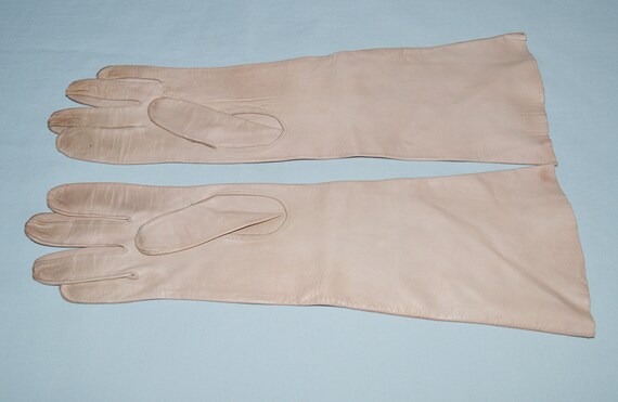 Vintage Gloves - 1960s, Dark Tan Elbow-Length Kid… - image 4