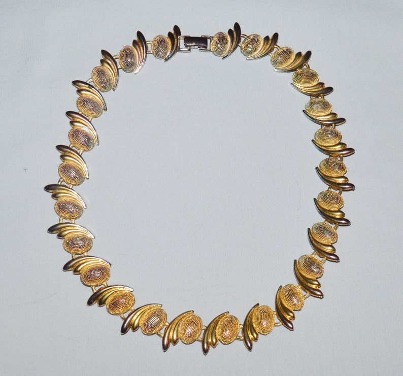 Midcentury Atomic Style Jewelry Vintage Necklace Gold Tone Metal