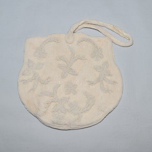 Vintage Evening Bag - Walborg, 1950s, White Beaded Purse, Wedding Purse