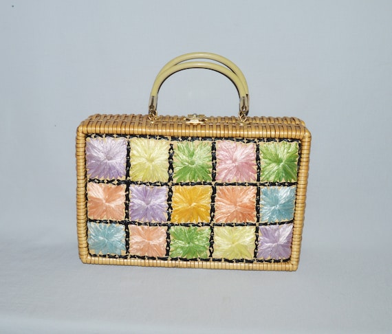 Vintage Wicker Bag - 1960s, Natural Wicker Handbag