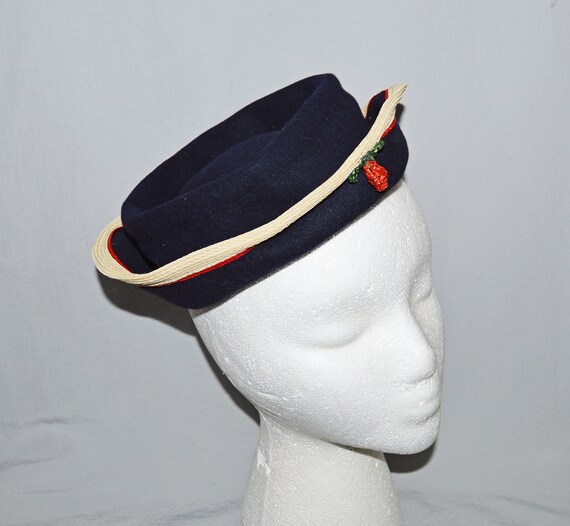 Vintage Hat - Sailor-Style Hat, 1940s or 1950s, D… - image 1