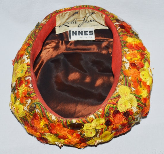 Vintage Hat - Leslie James, 1960s, Yellow & Orang… - image 7