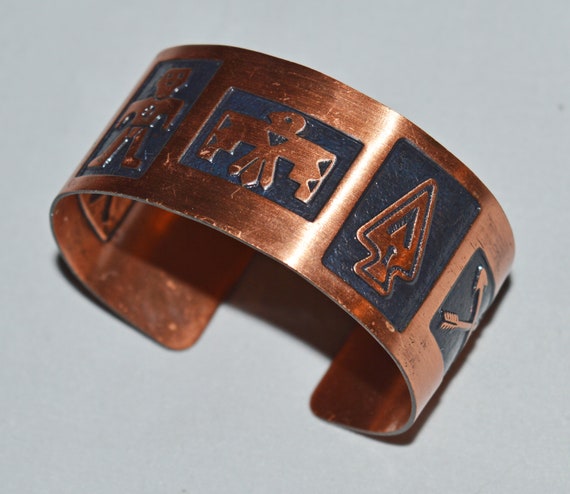 Vintage Bracelet - Copper Cuff Bracelet, Storytel… - image 3