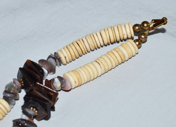 Vintage Necklace - Agate Beaded Necklace, Shell P… - image 9
