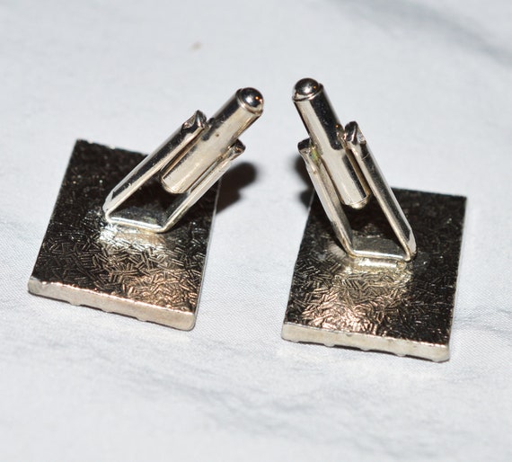 Vintage Cuff Links - Silver Tone Antiqued Metal, … - image 5