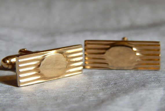 Vintage Cuff Links - Anson, 1950s, Gold Tone Metal, Gas Pedals or Foot Pedals