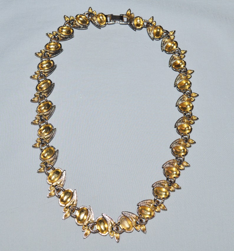 Midcentury Atomic Style Jewelry Vintage Necklace Gold Tone Metal