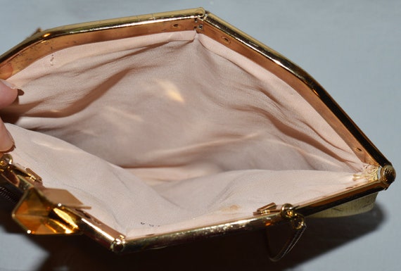 Vintage Evening Bag - Frame Purse, Gold Lame with… - image 4