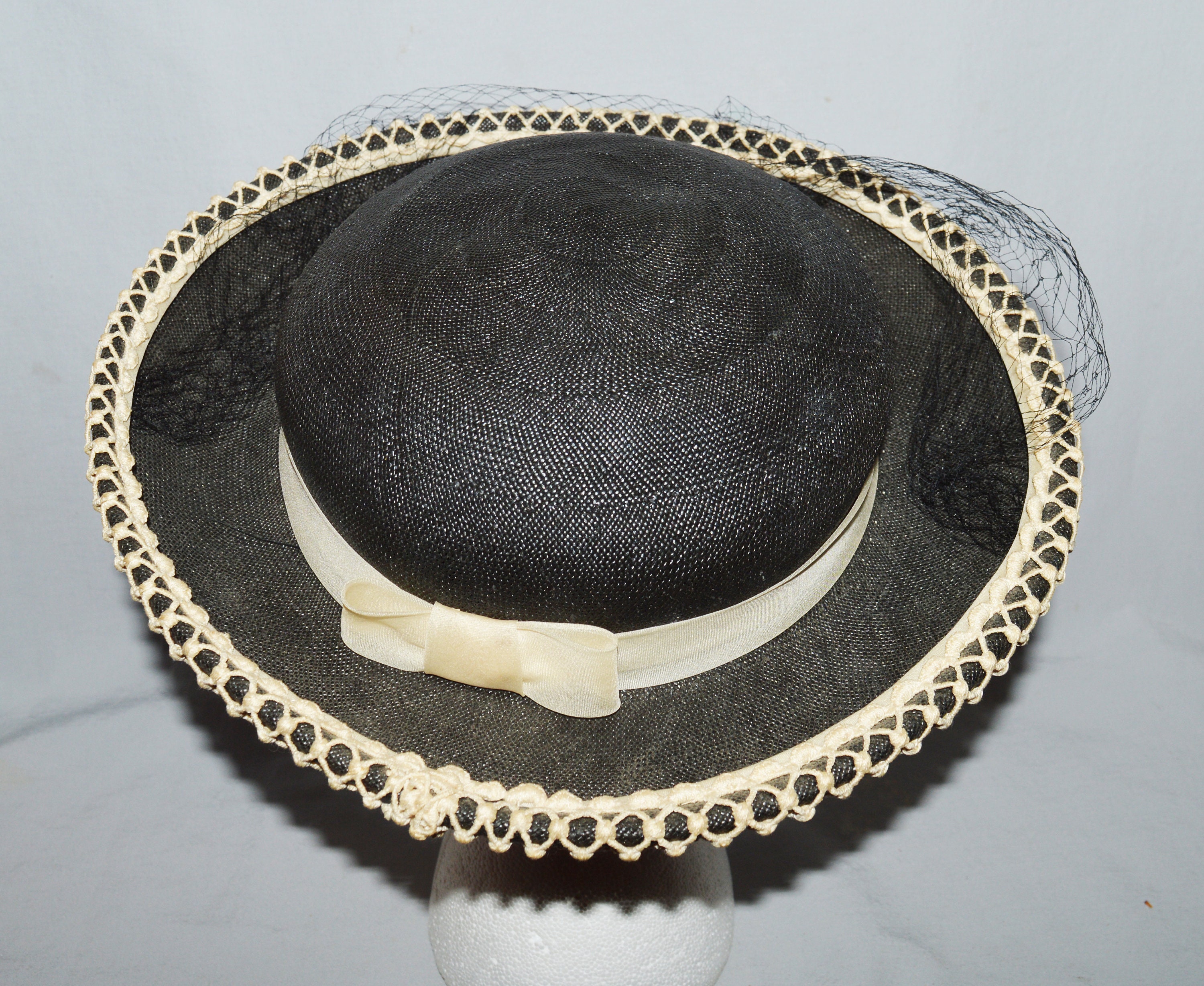 Vintage Hat - 1950s or 1960s, Cathay of California, Black  display picture 3