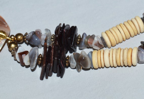 Vintage Necklace - Agate Beaded Necklace, Shell P… - image 8