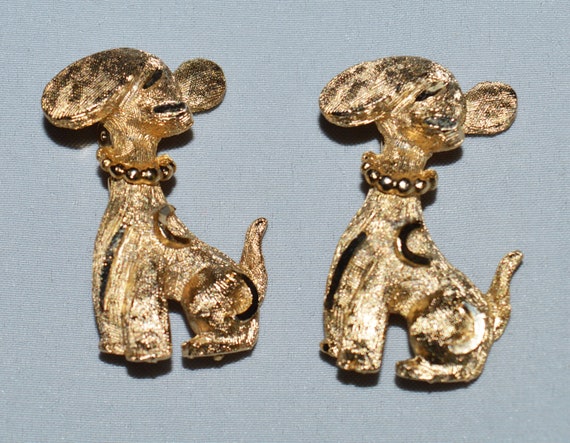 Vintage Pin Twin Set - 1950s, Poodle Brooches, Go… - image 2