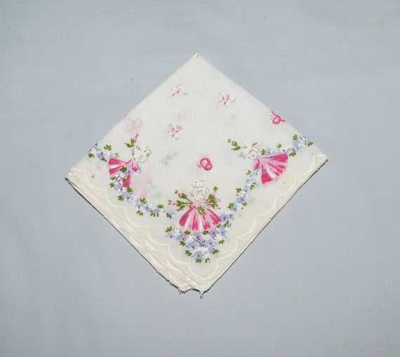 Vintage Handkerchief - 1950s, Child's Handkerchie… - image 1