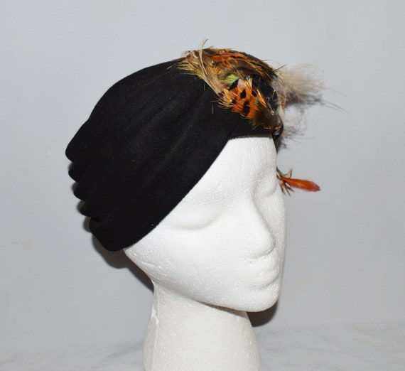 Vintage Hat - Bernice Charles, 1940s, Black Wool … - image 1