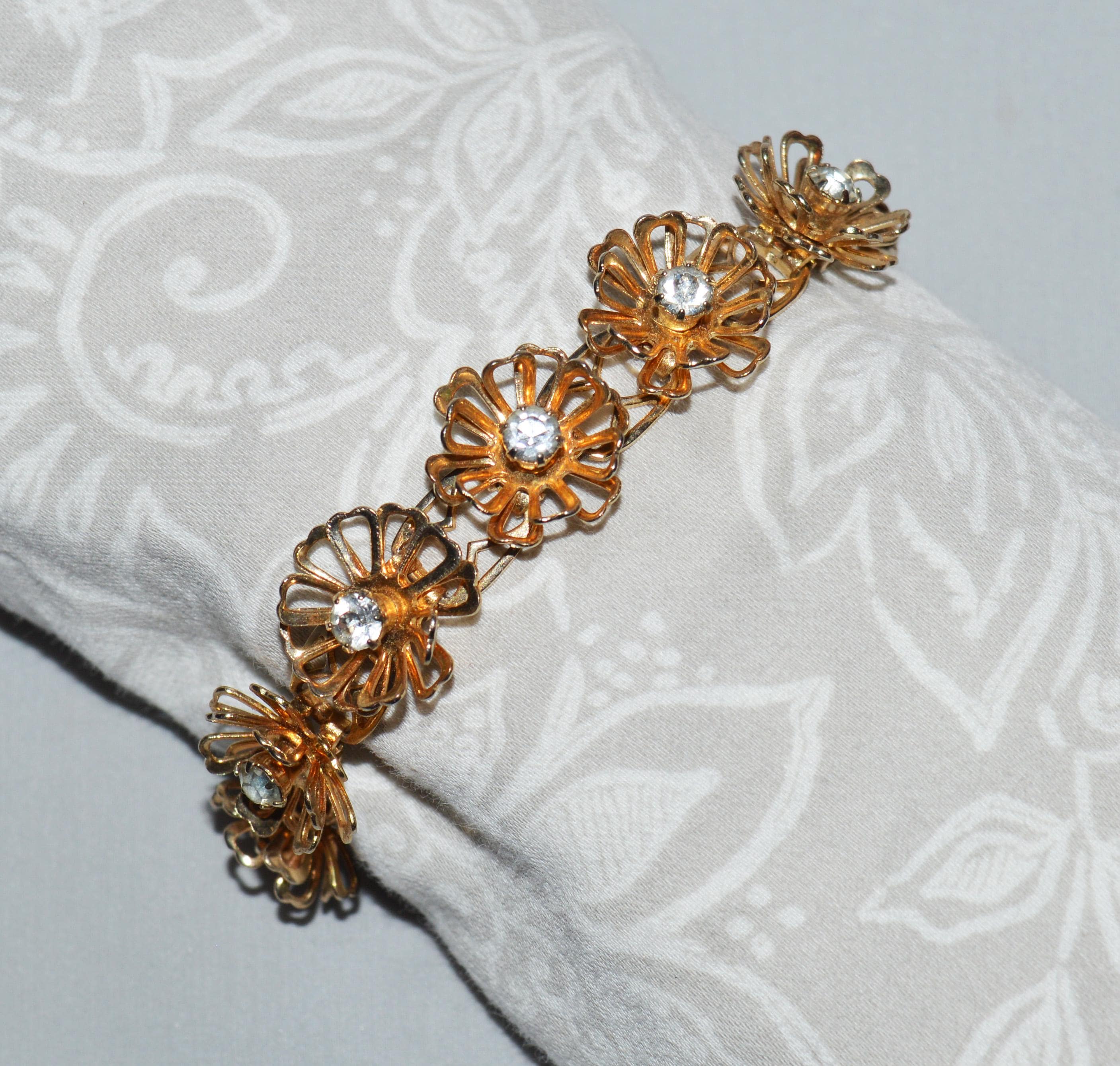 アクセサリー Coro flower bracelet 1950s gold yellowRS il_fullxfull.6472348972_1pea.jpg