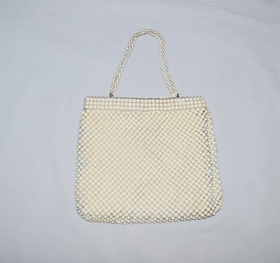 Vintage Handbag - Whiting and Davis Alumesh Bag, White Enamel Over 