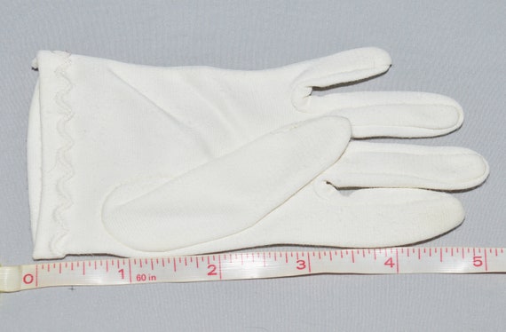 Vintage Child's Gloves - White Nylon or Cotton, S… - image 6