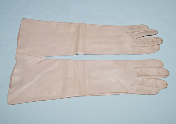 Vintage Gloves - 1960s, Dark Tan Elbow-Length Kid… - image 3