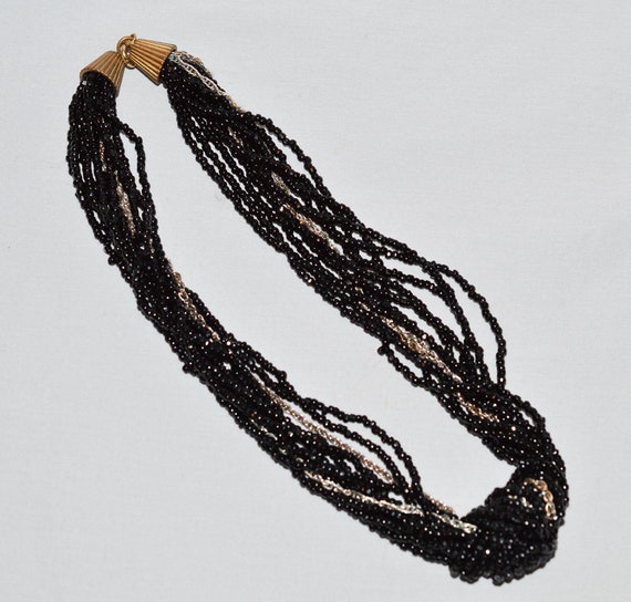 Vintage Jonne Necklace and Earrings Set- Black Be… - image 2