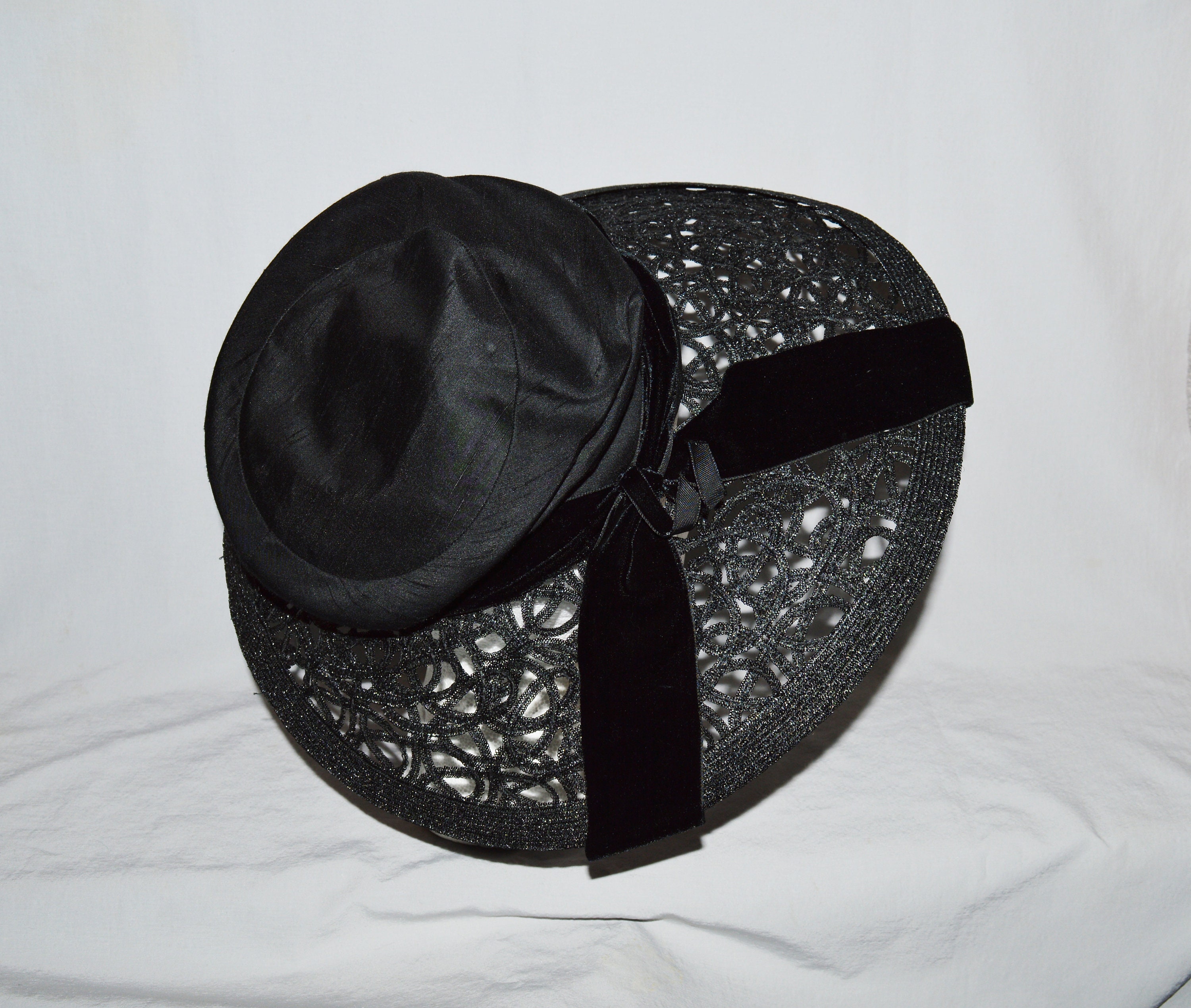 Vintage Western Style Black Hat W/Fur Trim Geo W. Bollman & Co-Mr. John Jr Whittall & Shon Bollman HAT Co 100% Black Wool Doeskin Felt  main image 4
