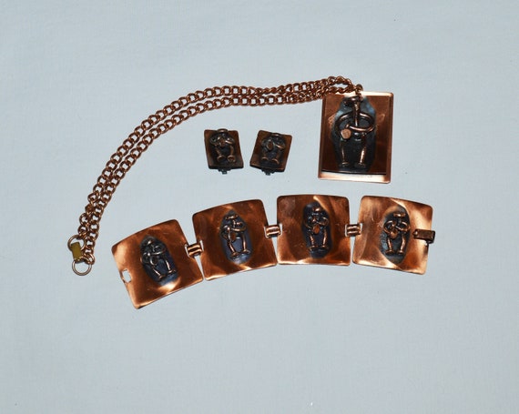 Vintage Copper Jewelry Set - Musician, Necklace, … - image 1