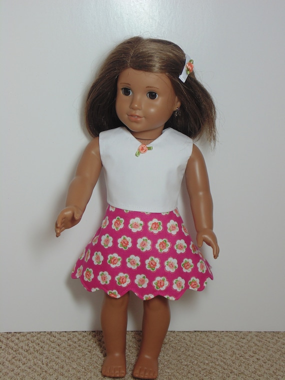 Doll Clothes HandMade Fits American Girl 18 Spring Skirt Blouse Over Skirt Peach 3pc