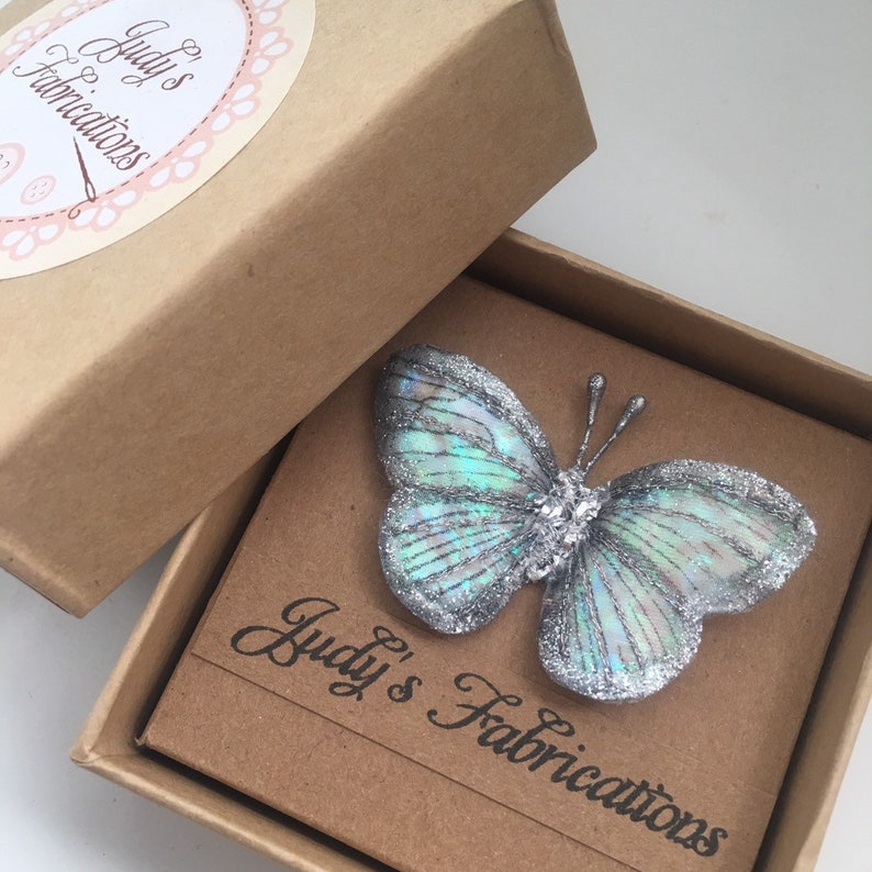 Handmade iridescent butterfly brooch /'Gift boxed option/'