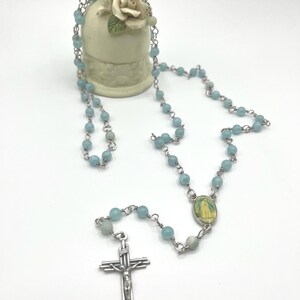 Aquamarine Rosary - Handmade Rosary- Religious Gift - Gemstone