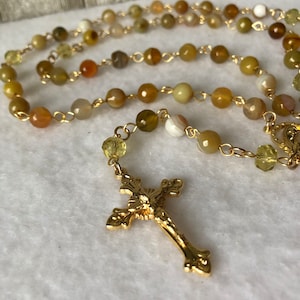 Agate Rosary - Religious Gift - Handmade Rosary - Gold Plated