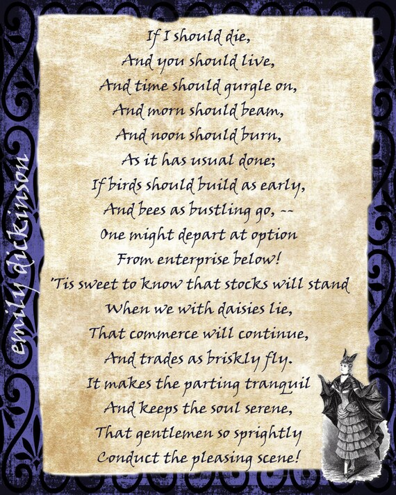 If I Should Die By Emily Dickinson Poem Halloween Print With Etsy
