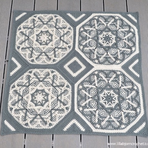 PATTERN - overlay crochet mandala, Wintery Octagon - crochet blanket - instant download