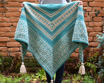 PATTERN - Amaya Mosaic Shawl - crochet pattern - ornamental - geometric - instant download