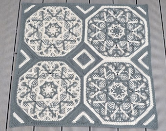 PATTERN - overlay crochet mandala, Wintery Octagon - crochet blanket - instant download