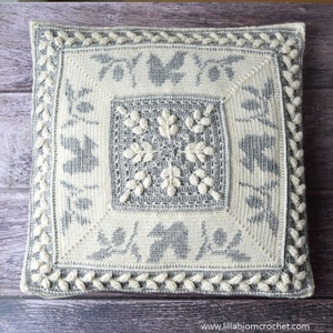 PATTERN - afghan square with dove - bird, peace, olive branch - afghan block, pillow - tapestry crochet - overlay crochet - instant download